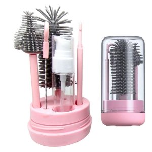 Kit Escova de Limpeza 4 em 1 Mamadeira Garrafa Copo Bebe Criança Limpeza Higiene Bolsa Passeio Viage