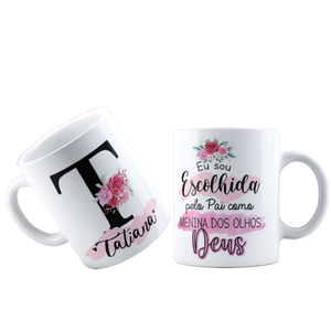 Canecas de Porcelana Personalizadas Alfabeto Evangelico Letra T