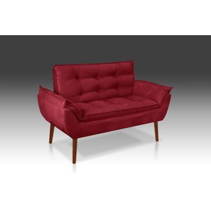 Poltrona Namoradeira Opala Suede Vermelho -Casa da Poltrona