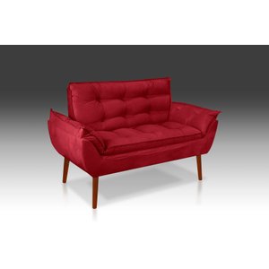 Poltrona Namoradeira Opala Suede Vermelho -casa da Poltrona