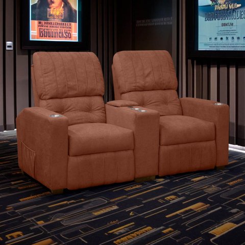 Poltrona do Papai Dupla Reclinável Real Sala de Tv Cinema Bouclê - Sofa Store:bouclê Terracota