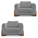 Ver imagem 1 de Kit 2 Poltronas Para Sala de Estar Lottus Linho Grafite Pés Castanho - Pallazio