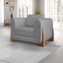 Ver imagem 2 de Kit 2 Poltronas Para Sala de Estar Lottus Linho Grafite Pés Castanho - Pallazio