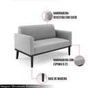 Ver imagem 3 de Poltrona Namoradeira Decorativa Isabella Pés Fixo em Madeira Preto Suede Cinza G19 - Gran Belo