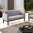 Ver imagem 1 de Poltrona Namoradeira Decorativa Isabella Pés Fixo em Madeira Preto Suede Cinza G19 - Gran Belo