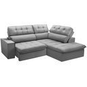 Ver imagem 1 de Sofá 3 Lugares Retrátil Reclinável Chaise Direito 243cm Solin F04 Veludo Cinza - Lyam Decor