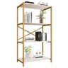 Estante Livreiro Steel 90cm Estilo Industrial com Pés em Aço Dourado/off White - 1