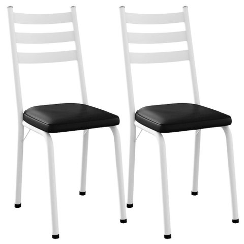 Kit 2 Cadeiras Tubular Europa 118 Branco Assento Preto Artef