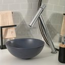 Ver imagem 2 de Cuba De Apoio Para Banheiro Redonda Slim Louça Cerâmica 28,5 cm Calcedônia Pingoo.casa - Cinza