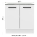 Ver imagem 3 de Balcão Armário de Cozinha 80 cm 2 Portas Branco Agata Madesa