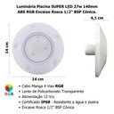 Ver imagem 6 de Luminária Piscina Super Led 27w Rgb Abs 140mm