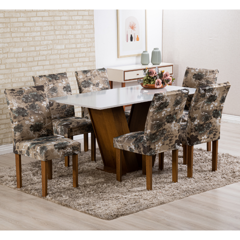 Kit Capa Cadeira Sala De Jantar 6 Lugares Maple