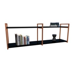 Nicho Industrial 2 Prateleiras Grécia Ferro Cobre Tampo Preto 100cm - 2