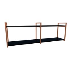 Nicho Industrial 2 Prateleiras Grécia Ferro Cobre Tampo Preto 100cm - 1