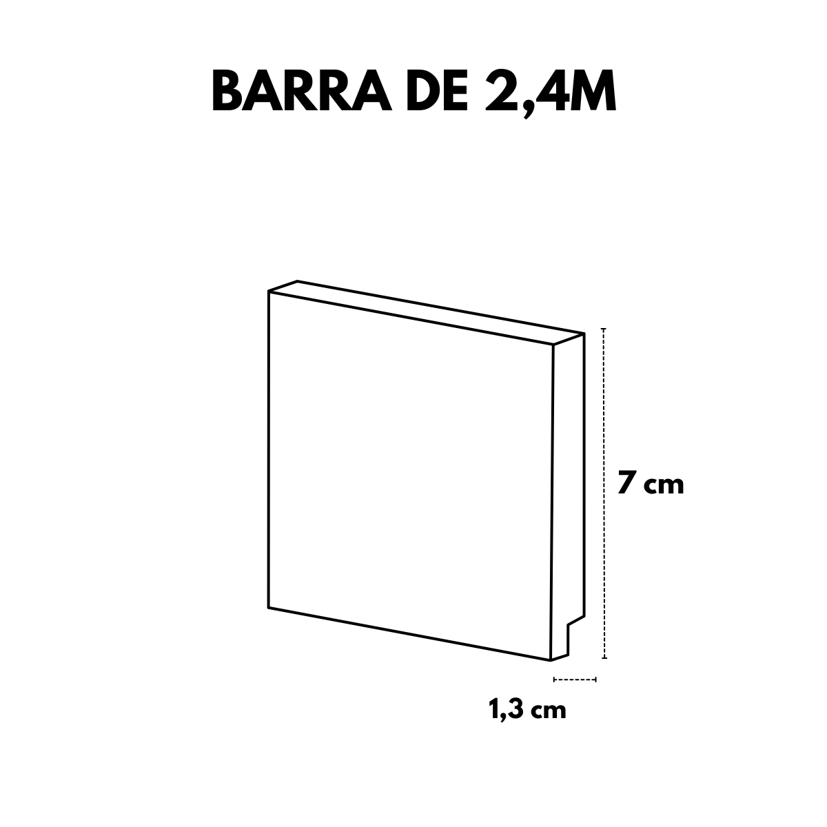 Rodapé Poliestireno 07cm Liso Branco 50007 Arquitech - 2