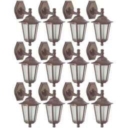 Kit 12 Arandelas Gregas Marrom Bivolt Luminárias de Parede Coloniais Jardim Pátio Dital  - 1