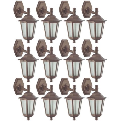 Kit 12 Arandelas Gregas Marrom Bivolt Luminárias de Parede Coloniais Jardim Pátio Dital 