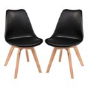 Ver imagem 4 de Kit 2 Cadeiras Charles Eames Saarinen Wood Leda Preta para Sala de Jantar