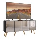 Ver imagem 1 de Rack Tv até 50 Polegadas 4 Portas Retrô com Espelhos Multimóveis Mp1082 Preto/natural