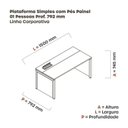 Ver imagem 3 de Plataforma Simples 150x792 PSCPP150/792/1 Pessoa 150cm Industrial Nogueira Casablanca e Branco Bege