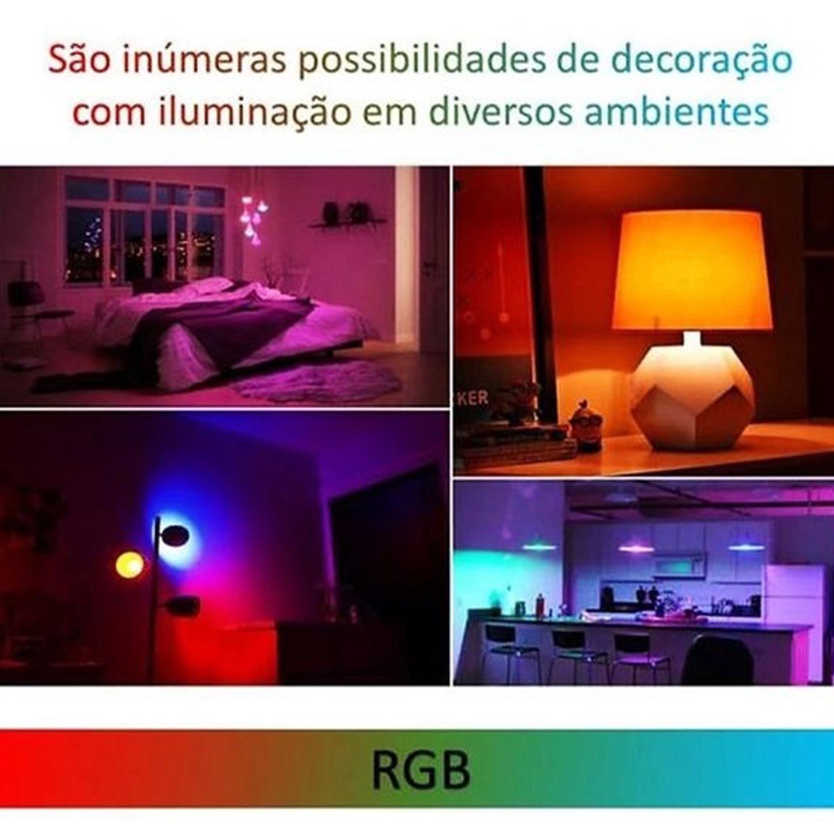 Lampada Rgb Led 16 Cores Controle Efeitos Ajustavel E27 Iluminaçao Decorativa Sala Quarto Salao Game - 5