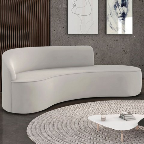 Sofá 4 Lugares para Sala 220cm Orgânico Wendi Veludo Cinza I01 - Mpozenato