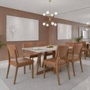 Ver imagem 1 de Conjunto de Jantar Mesa com Vidro Avena 6 Cadeiras New Ella - Caramelo