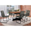 Ver imagem 1 de Conjunto: Mesa Sala Jantar Átria 1592 Aço C/ Tampo Madeirado 160x90cm e 6 Cadeiras Lira Preto/