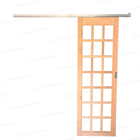 Porta Quadriculada de Correr 210x60 com Kit Aluminio