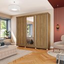 Ver imagem 1 de Guarda-roupa Casal 100% Mdf Kappesberg C/pés e 3 Espelhos 3 Portas de Correr 8 Gavetas Nogueira