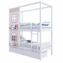 Ver imagem 3 de Beliche Casinha Reta 2 Janelas 2 Gavetas Branco Rosa