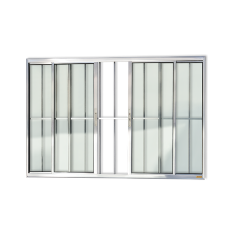 Janela Alumínio Confort 4F.c/Grade 100 x 120 V.Liso Anod.Brilhante Brimak