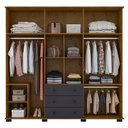 Ver imagem 3 de Guarda Roupa Casal B22010 Freijó Carbono e Cabeceira Emília 195 cm Preto Couro Sintético - Araplac