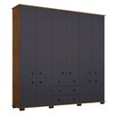 Ver imagem 2 de Guarda Roupa Casal B22010 Freijó Carbono e Cabeceira Emília 195 cm Preto Couro Sintético - Araplac