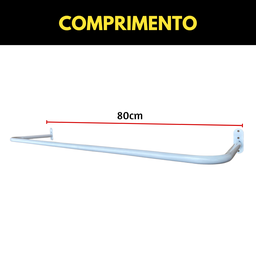 4 Cabideiros Araras Ambientes Residenciais Comerciais Fixos de Parede 80cm Estrutura Curvada Aço - 4