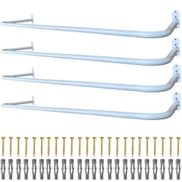 4 Cabideiros Araras Ambientes Residenciais Comerciais Fixos de Parede 80cm Estrutura Curvada Aço - 1