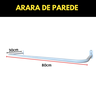 4 Cabideiros Araras Ambientes Residenciais Comerciais Fixos de Parede 80cm Estrutura Curvada Aço - 3