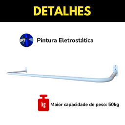 4 Cabideiros Araras Ambientes Residenciais Comerciais Fixos de Parede 80cm Estrutura Curvada Aço - 6