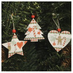 Kit 12 Enfeites Pendentes Para Árvore De Natal Em MDF 7cm - 1