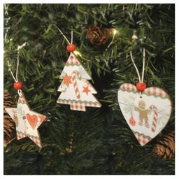 Kit 12 Enfeites Pendentes Para Árvore De Natal Em MDF 7cm - 5