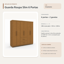 Ver imagem 5 de Guarda Roupa Casal Slim 6 Portas 2 Gavetas Cinamomo Formimóveis