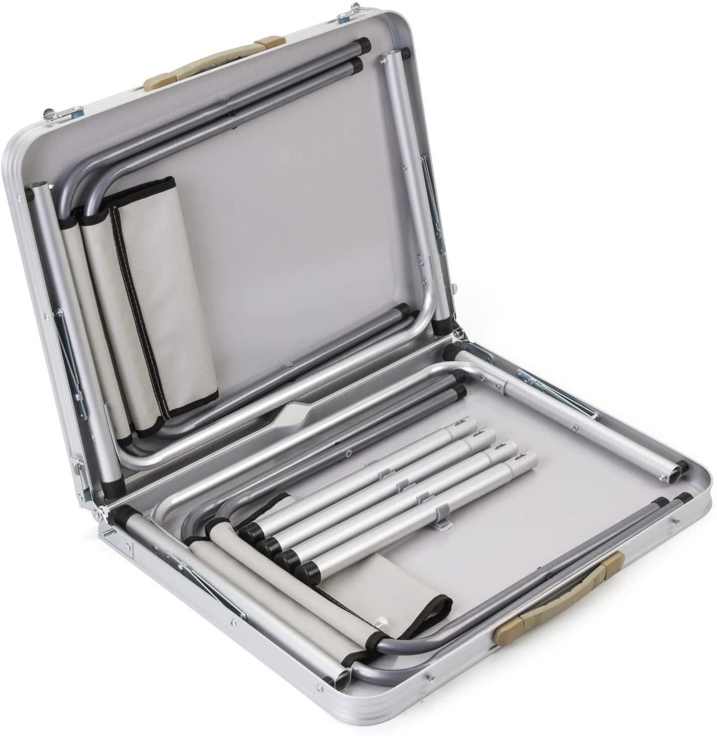 Mesa Dobravel Vira Maleta 2 Cadeira Mesinha Portatil Praia Camping Acampamento Viagem Grande 120x60c - 2