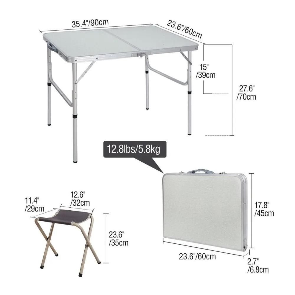 Mesa Dobravel Vira Maleta 2 Cadeira Mesinha Portatil Praia Camping Acampamento Viagem Grande 120x60c - 7