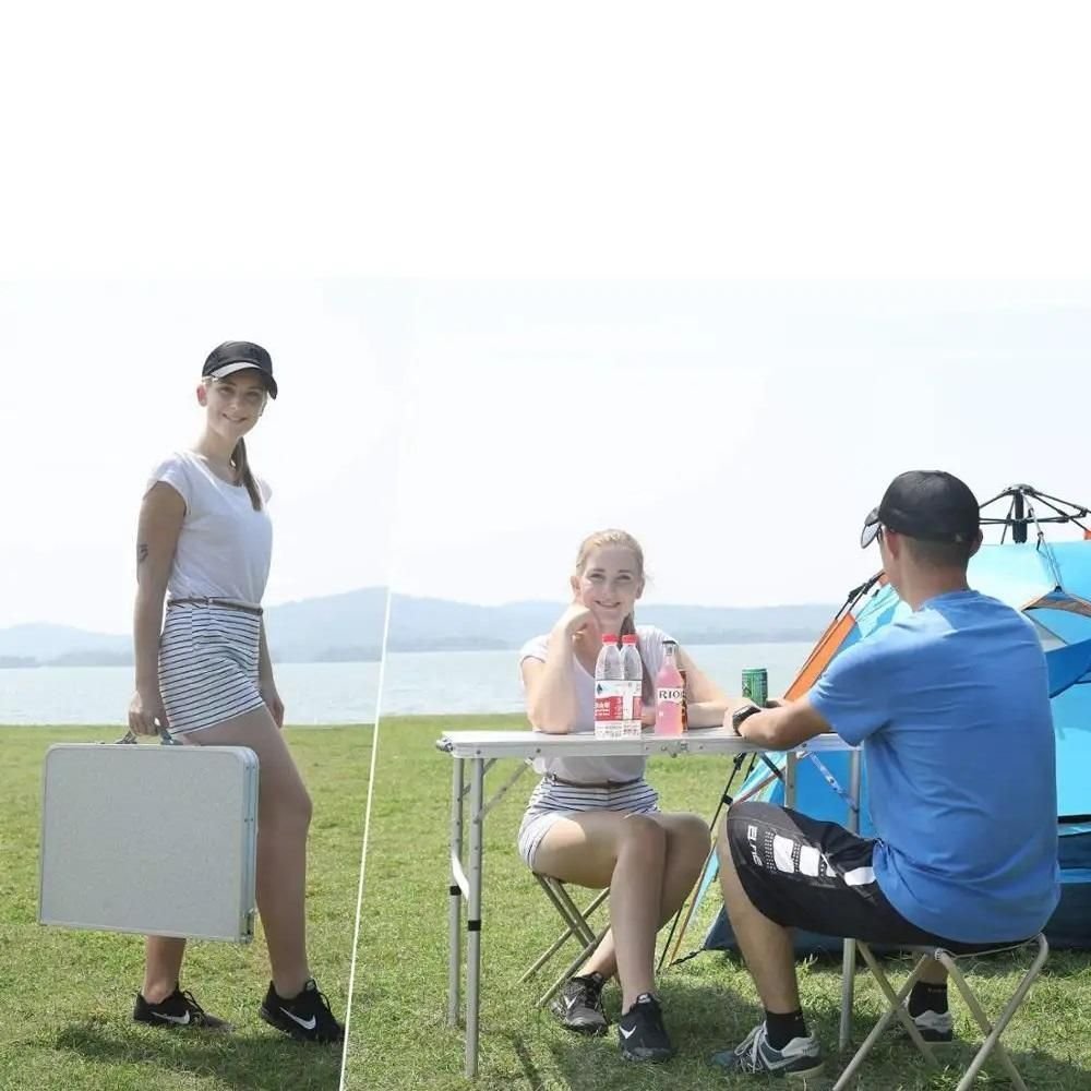 Mesa Dobravel Vira Maleta 2 Cadeira Mesinha Portatil Praia Camping Acampamento Viagem Grande 120x60c - 5