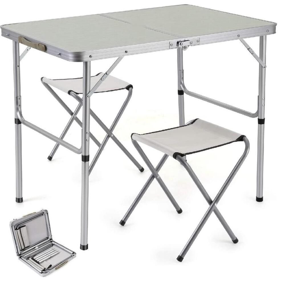 Mesa Dobravel Vira Maleta 2 Cadeira Mesinha Portatil Praia Camping Acampamento Viagem Grande 120x60c - 1