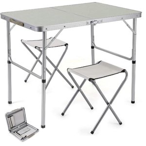 Mesa Dobravel Vira Maleta 2 Cadeira Mesinha Portatil Praia Camping Acampamento Viagem Grande 120x60c