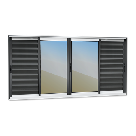 Veneziana Alumínio Elite 6 Folhas Moveis 120 x 200 V.Reflex Mix Preto Brimak