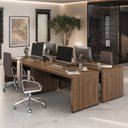 Ver imagem 1 de Conjunto Executivo 4 Mesas Tamburato 1600 para 4 Pessoas Elegante Marrom/Nogal/Preto Artany