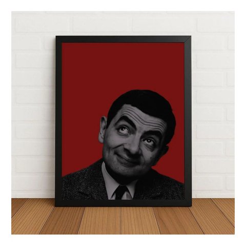 Quadro Decorativo Mr. Bean Ícone da Comédia com Vidro Preto