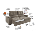 Ver imagem 5 de Sofá Retrátil e Reclinável 4 Lugares 2,3m Veludo Horus